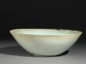 White ware bowl with fish (oblique)