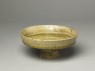 Greenware stem dish with acanthus leaf (oblique)