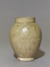 Greenware jar with lotus petals and peony scroll decoration (side)