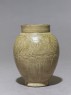 Greenware jar with lotus petals and peony scroll decoration (side)
