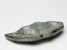 Greenware leaf-shaped dish in the style of Guan ware (oblique)