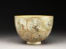 Satsuma tea bowl with animals, plants, and figures (side)