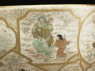 Satsuma tea bowl with animals, plants, and figures (detail, figures in cartouche)