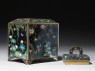 Casket with flowers and butterflies (side, open)