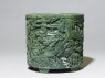 Brush pot with figures in a landscape (side)