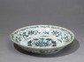 Blue-and-white dish with floral decoration (oblique)