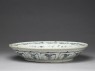 Blue-and-white dish with floral decoration (oblique)