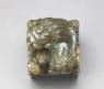 Jade seal surmounted by lion-dog with four pups and ball (top)