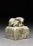 Soapstone seal surmounted by a ram and two lambs (side)