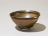 Black ware tea bowl with 'hare's fur' glaze (oblique)