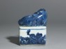 Blue-and-white seal surmounted by a shishi, or lion dog (side)