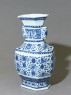 Blue-and-white hexagonal vase with floral decoration (oblique)