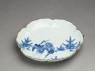 Petalled saucer with cranes (oblique)