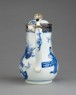 Blue-and-white jug with garden landscape and Dutch silver mount (back)