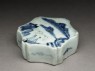 Blue-and-white water-dropper with landscape (oblique)