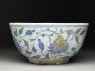 Bowl with bird and peonies (side)