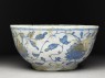 Bowl with bird and peonies (side)