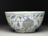 Bowl with bird and peonies (side)