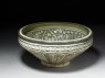Bowl with seated figure and phoenixes (oblique)