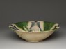 Bowl with blue and green decoration (oblique)