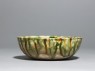 Bowl with striped three-coloured glaze (side)