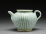 White ware ewer with ribbed body (side)
