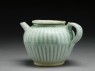 White ware ewer with ribbed body (side)