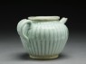 White ware ewer with ribbed body (side)