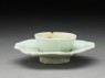 White ware cup stand with petals (oblique)