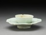 White ware cup stand with petals (oblique)