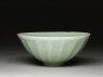 Greenware bowl with lotus petals (oblique)