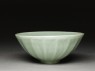 Greenware bowl with lotus petals (oblique)