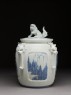 Water jar surmounted by a shishi, or lion dog (side)