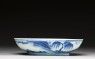 Blue-and-white dish with figures in a landscape (side)