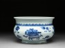 Blue-and-white jardiniere in the form of an incense bowl (side)