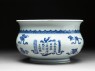 Blue-and-white jardiniere in the form of an incense bowl (side)