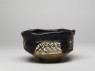 Tea bowl with aubergines and cross-hatches (side)