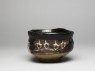 Tea bowl with aubergines and cross-hatches (side)