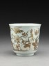 Cup with quails and flowers (oblique)