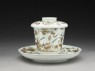 Cup with quails and flowers (oblique, with EA1991.48.a (saucer) and EA1991.48.c)