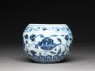 Blue-and-white jar with flowers (side)