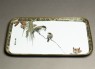 Tray with two sparrows on a branch (oblique)
