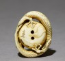 Netsuke in the form of a dragon coiled around a bowl (bottom)