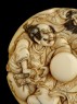 Manjū netsuke depicting Taira no Koremochi with a witch (detail)