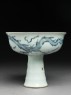 Blue-and-white stem cup with a dragon and clouds (side)