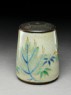 Tea caddy with pine trees and bamboo (oblique)