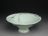 Bowl with an egret standing on a willow branch (oblique)