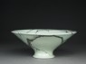 Bowl with an egret standing on a willow branch (oblique)