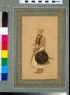Page from a dispersed muraqqa‘, or album, with a standing portrait of Prince Kam Bakhsh (drawing only)