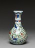 Wucai ware vase with fish amid waves (side)